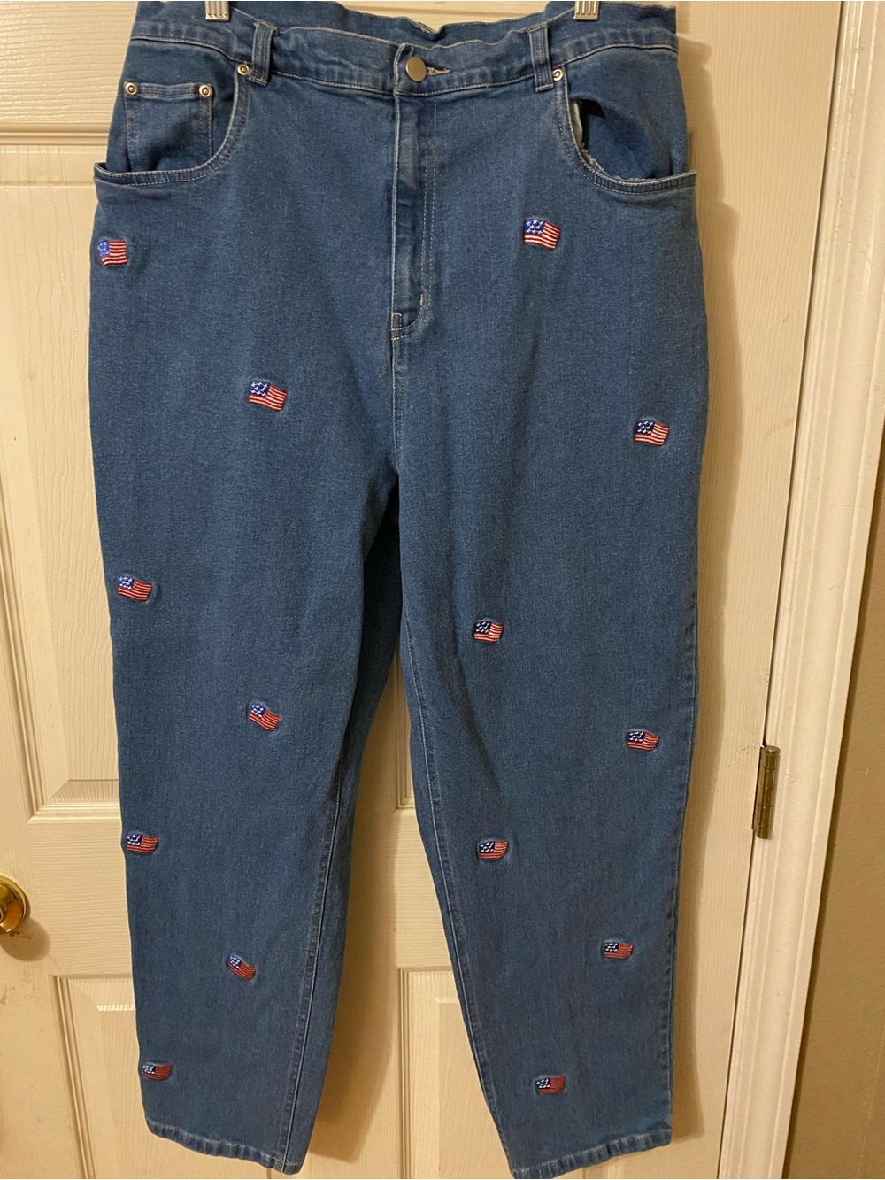 Quacker Factory Embroidered American Flag High-Rise Women Stretch Jeans VTG 18W